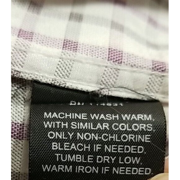 Jhane Barnes Mens XL White Purple Check Slim Fit Button Up Long Sleeve       T38 - Picture 8 of 8